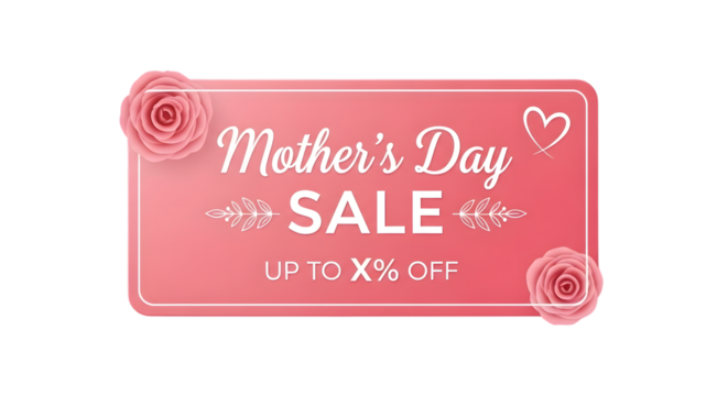 Mothers day sale banner isolated on transparent background