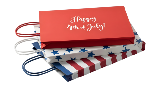 Patriotic gift bags isolated on transparent background for 4th of july celebration - Powered by Adobe