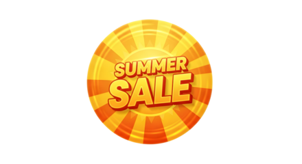 Summer sale badge isolated on transparent background for advertising and promotion