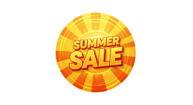 Summer sale badge isolated on transparent background for advertising and promotion