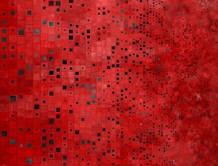 An abstract composition of squares in varying sizes and colors, creating a textured , mosaic-like effect. Tile art.