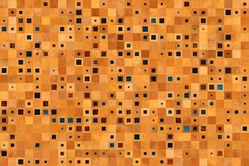 An abstract composition of squares in varying sizes and colors, creating a textured , mosaic-like effect. Tile art.