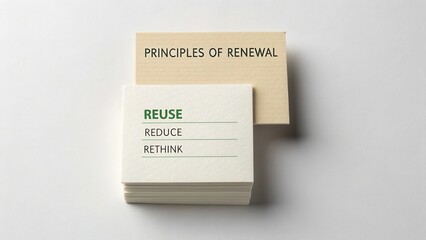 Principles of Renewal Concept with Index Cards Showing Reuse and Environment-Friendly Ideas for Sustainable Practices