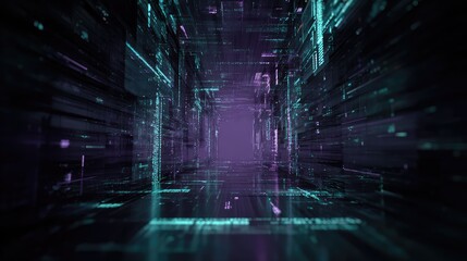 Digital data tunnel cyberspace technology background rendering