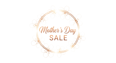 Mothers day sale promotion with floral wreath isolated on transparent background