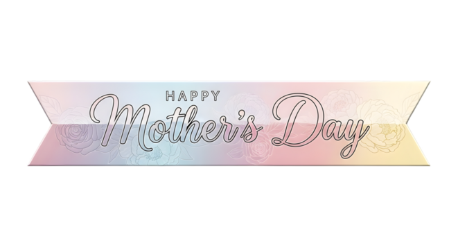 Happy mothers day banner with pastel colors isolated on transparent background