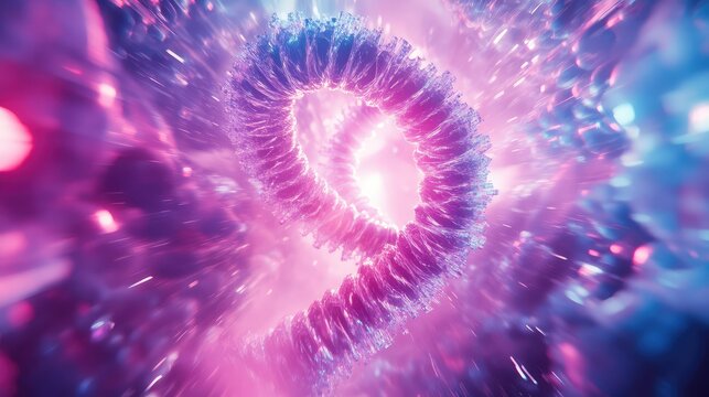 Glowing purple blue energy vortex helix structure