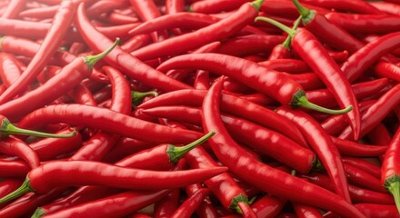 Pile of Fresh Red Chili Peppers