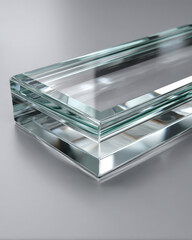 Satin glass rectangle with beveled edge and wide left copy space in front view