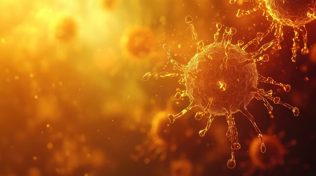 Microscopic virus cells spreading disease and infection