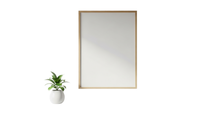 Indoor Wall Poster Mockup in Minimalist Style on White  PNG Clean