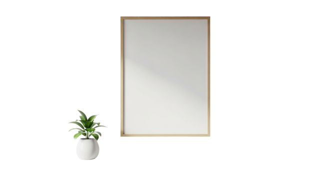 Indoor Wall Poster Mockup in Minimalist Style on White  PNG Clean