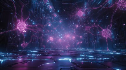 Digital neural network connecting artificial intelligence brain cells