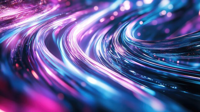 Abstract fiber optic light streams transmitting data