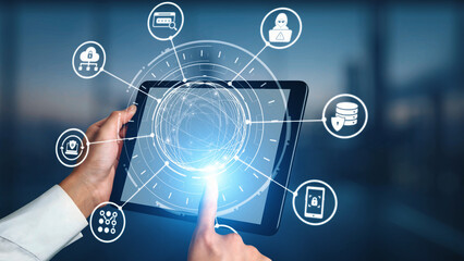 Data privacy and cyber security icons show encryption, data privacy safeguards, and cyber security defense. Data privacy ensures cyber security protection and access control. Gist