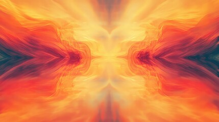Fototapeta premium Abstract fire energy symmetrical red orange yellow light