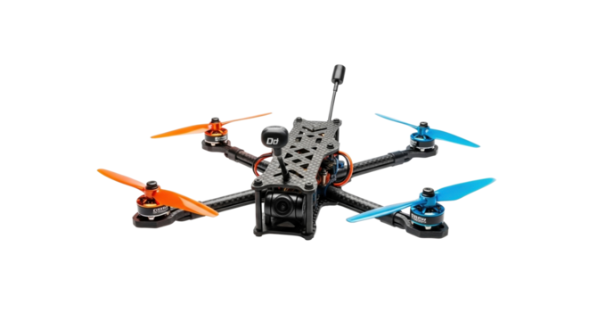 High Performance Racing Drone on White Background PNG Clean