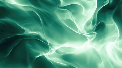 Glowing green ethereal smoke creating abstract fluid forms
