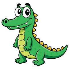 Fototapeta premium Cartoon Alligator Character Standing with a Smile on a White Background