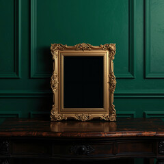 vintage photo frame mockup on wood background