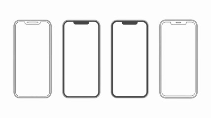 Modern smartphone mockups with various notch and camera designs. generic mobile phone frames for ui/ux app display concept.