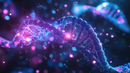 Glowing dna helix structure representing science and biotechnology