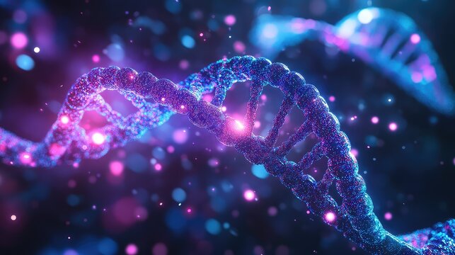 Glowing dna helix structure representing science and biotechnology