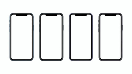 Modern smartphone mockups with blank white screens, isolated on a clean background, ready for app ui display and web design projects.