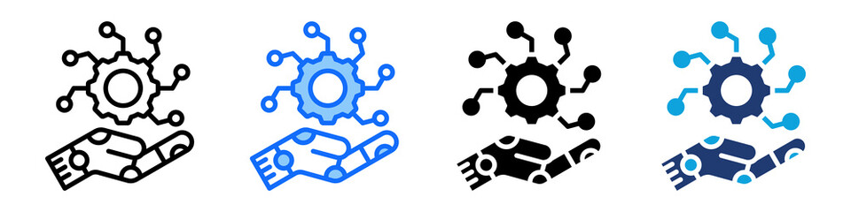 Robotic Process Icon Set Multi Style Vector Illustration