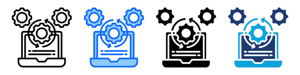 System Integration Icon Set Multi Style Vector Illustration