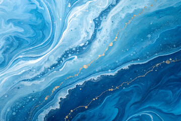 Obraz premium Luxury blue abstract marble liquid ink artwork on paper