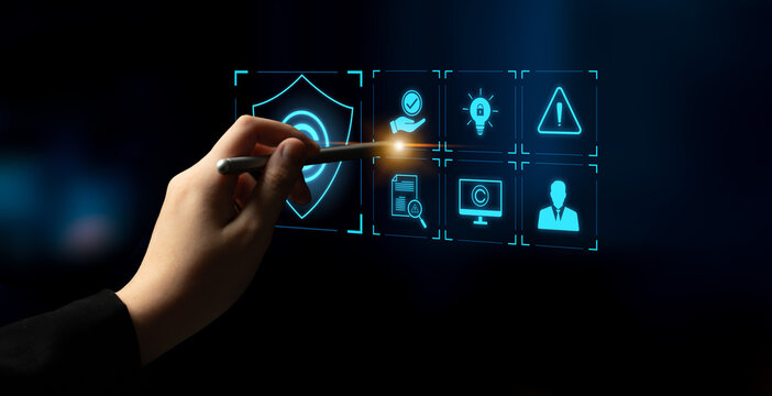 Digital copyright protection system showing secure ownership, intellectual property rights, content verification, and legal warning icons for creators and publishers Latch