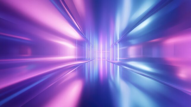 Abstract digital tunnel glowing with neon light rays - Powered by Adobe