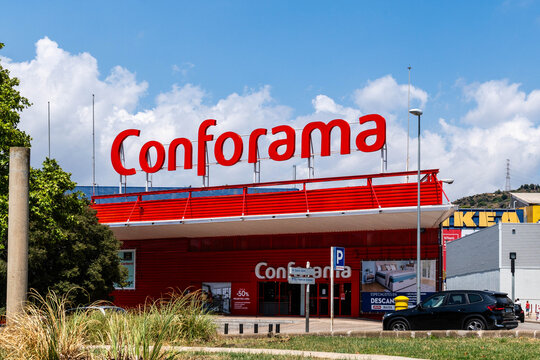 Barcelona, Spain&mdash;2 August 2025. Exterior view of a Conforama store. Conforama is a French home furniture retail chain with over 200 stores in Europe.