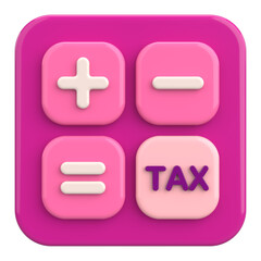 Obraz premium 3D Tax Icon Illustration with Calculator and Finance Elements.
