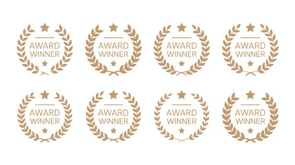 Gold award winner laurel wreath icons with star. recognition of excellence and achievement symbol. vector illustration.