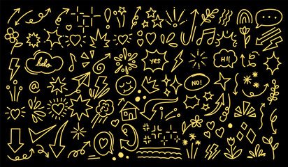 Colorful Hand-Drawn Doodle Decorative Elements Set