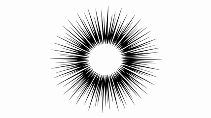 Black radial lines abstract explosion burst. dynamic cartoon comic book style graphic element. sunburst or starburst effect vector illustration