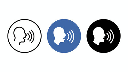 Voice icon set for audio communication, speech recognition, sound waves, and speaking applications. modern digital symbol.