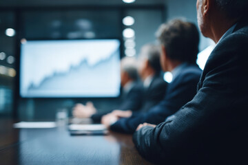 Corporate meeting boardroom investors presentation market trend finance strategy discussion