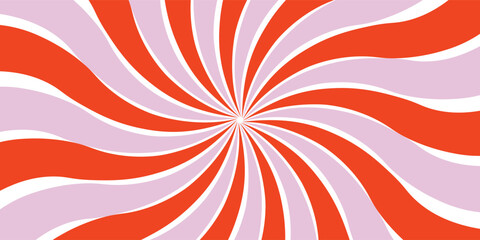 Red pink white trippy burst line background. Psychedelic wavy stripe wallpaper. Groovy twisted sunburst swirl. Distorted curly wave texture design for poster, banner, flyer, cover. Vector backdrop