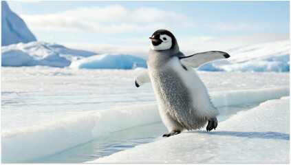 playful penguin in antarctica