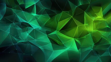 Green digital network connecting data points in an abstract design