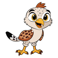 Cartoon Bird with Brown Spots on a White Background Cute Style