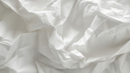 Abstract pattern of crumpled white paper with deep folds and creases,