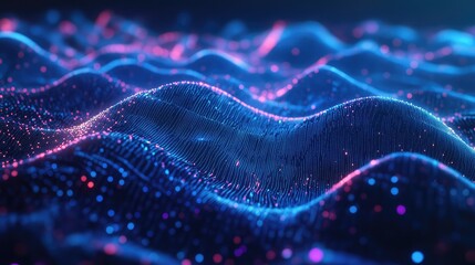 Digital wave particles creating an abstract technology background