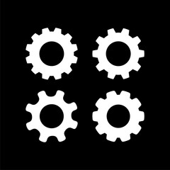 Gear wheel icons set isolated on black background