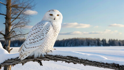 snowy owl in the snow