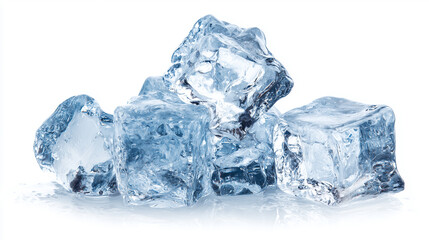 Obraz premium A cluster of blue-tinted clear ice cubes, showcasing translucent facets and frosty texture. Ideal for beverage styling, cooling scenes, and modern culinary or bar visuals.
