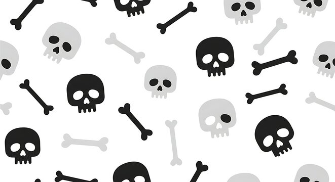 Seamless pattern of skulls and bones halloween background vector illustration design element art